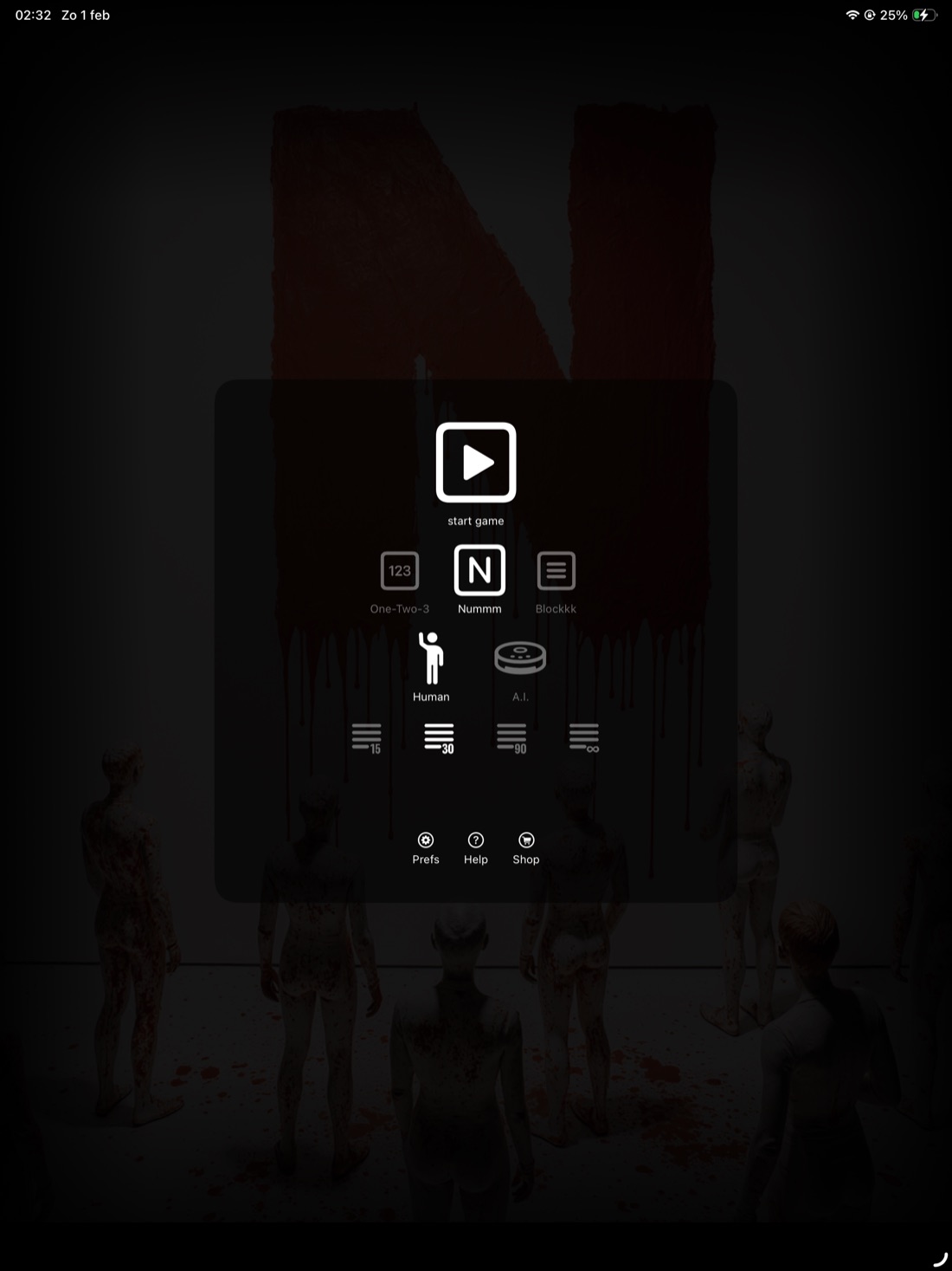Nummm op iPad, screenshot 1