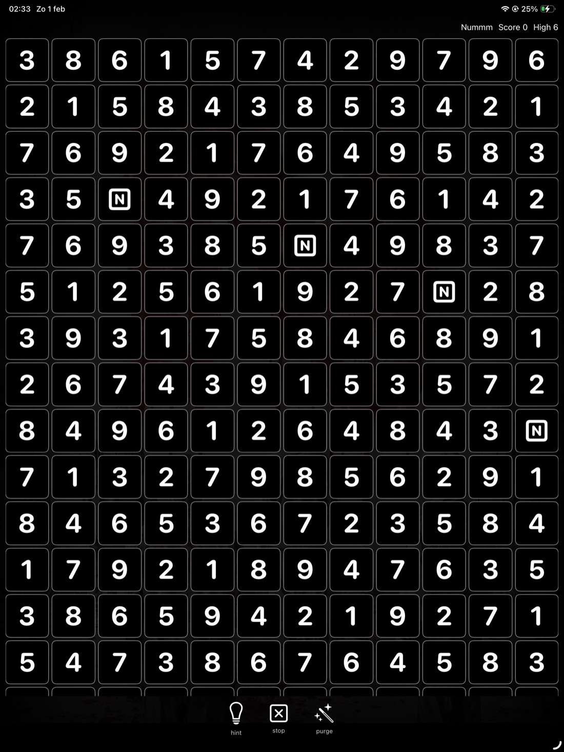 Nummm op iPad, screenshot 2